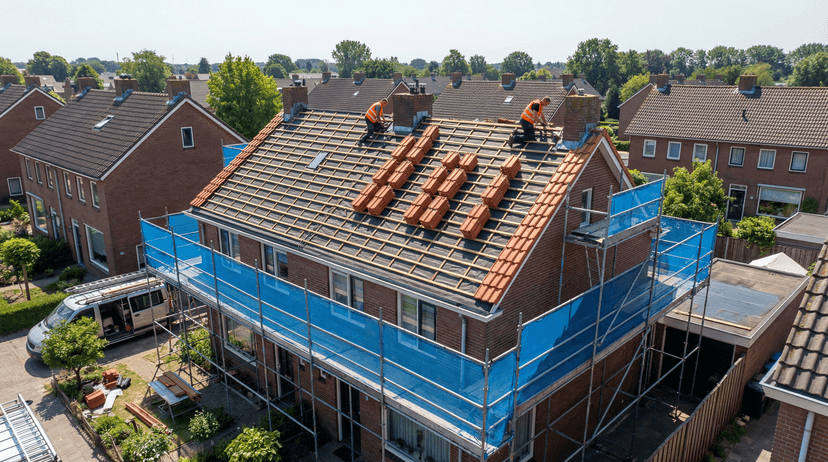 Dakdekker bezig met een dakrenovatie